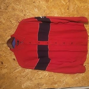 Nautica Color Block Striped Vintage Preppy Button Up Shirt